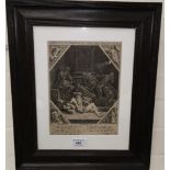 18th century engraving after Stradanus, classical scene with verse, 24 x 16 cm, framed; 2 prints