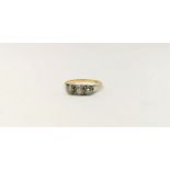 A 3 stone diamond ring, stamped '9 ct', 2gm