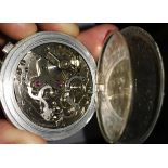 A Fortis chronograoh rear pocket watch with chrome case