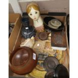 A selection of metalware and decorative items