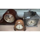 An early 20th century 'National' clocking in clock; a mahogany Westminster chiming mantel clock