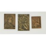 G. Prudhomme: bronze plaque "Ceramique", 6.4 x 5 cm; 2 other rectangular bronze plaques