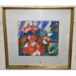 Jan Ancill: crayon, "The Lady of the Doves", signed on the back, 27 X 30 cm, framed and glazed