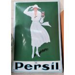 A 1960's/70's enamel advertising sign for Persil on convex metal sheet 60cm x 40cm