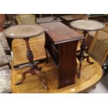 A near matching pair of Georgian style beaded mahogany wine tables; a reproduction mahogany magazine