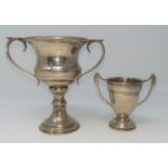 A hall marked silver double handled trophy (both with presentation inscription) Birmingham 1936