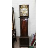 An 18th century Scottish mahogany longcase clock, the hood with swan neck pediment, carved flower