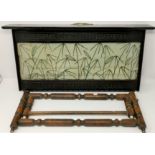 A Victorian aesthetic movement lacquered picture frame, key pattern frieze, 54 cm wide; a wall