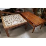 A 1960's G-Plan 2 tier rectangular coffee table; a tile top coffee table