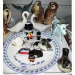 A selection of animals and birds including Royal Doulton Tawny owl, 2 Nao geese, 2 Goebels wrens,