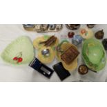 A selection of Carltonware cabbage plates etc, cigarette lighters including an unusual combined