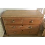 A Victorian pine chest of 2 long and 2 short drawers
