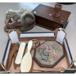 A selection of bric a brac including a taxidermy example of a grey squirrel etc
