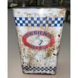 A vintage O'Briens oil can