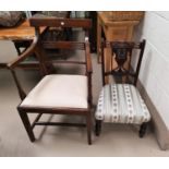 A Regency period inlaid mahogany carver chair; an Edwardian nursing chair