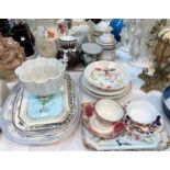 A selection of Victorian decorative china and jugs, plates, trays etc