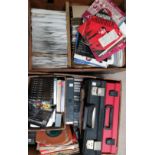 A large collection of 1960's and later singles, unused cassette tapes and a disc player