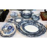 A 19th century and later selection of blue & white pottery including a 19th century 'Phoebe' part