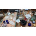 A selection of decorative and coloured glassware
