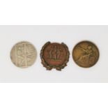 Brenet: bronze medal with classical figure, 50 mm; 2 other French medals
