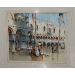 B McDonald, St Marks, Venice, water colour, 48 x 54cm, framed and glazed