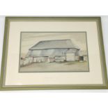 Sydney H Abraham: watercolour of a Dutch barn, signed, 18 x 30 cm, framed
