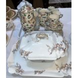 A Rosenthal porcelain pretty ice cream set; a large tureen; a continental pottery tea service; etc.