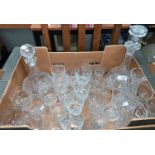 A selection of cut drinking glasses and decanters