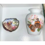 A small Royal Worcester handpainted vase 'Butterflies', height 8cm; a Bilston style 18th century