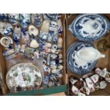 A 19th century blue and white tureen and plates; a continental lustre coffee service,