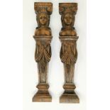 A pair of 19th century carved oak figural furniture mounts and decorative items and bric a brac