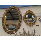 An oval wall mirror in Florentine gilt frame; a similar convex mirror