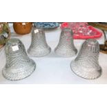 An Edwardian set of 4 cut glass trumpet shaped light shades, 15 cm, aperture 28 cm