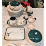 A "Greenwheat" part dinner service by Denby, signed 'College', 30 pieces approx