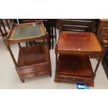 A mahogany 2 tier occasional table in the Georgian style, with square top; a similar table