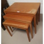 A 1960's Danish nest of 3 teak tables, stamped to the base Bent Silberg Mobler