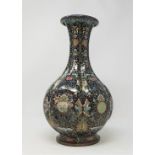 A large Chinese cloisonne vase with raised section (some denting) height 34cm