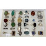 A large selection of dress rings set with coloured stones; etc.