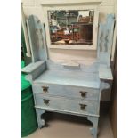 An Arts & Crafts dressing table with 2 drawers in dragged blue finish