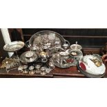 A selection of silver plate including tea ware tray etc