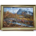 Gwyneth Tomas: Bridge Dolgellau, oil on canvas, signed