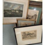 G Huardel-Bly etching signed in pencil, other prints and pictures