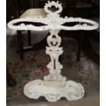 A Victorian cast iron, 2 division umbrella stand