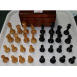 A set of Staunton pattern chess pieces, red crown mark to rook, height of king 6.5 cm