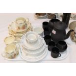 A Wedgwood black basalt 15 piece coffee set; 11 pieces of Royal Doulton Bunnykins ware; 8 pieces