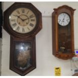 An American drop dial wall clock in octagonal case with striking movement by Ansonia; a reproduction