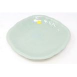 A Chinese celadon glaze dish of oval form length 27cm