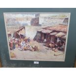 Jackson (?): water colour Middle Eastern Scene, Tangier 1908, signed and titled in pencil, 36 x