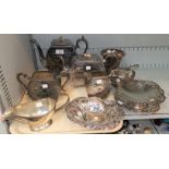 An EPBM 4 piece tea service in Victorian aesthetic style; other plated wares