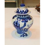 A 19th century Chinese porcelain ginger jar of inverted baluster form, underglaze blue decoration